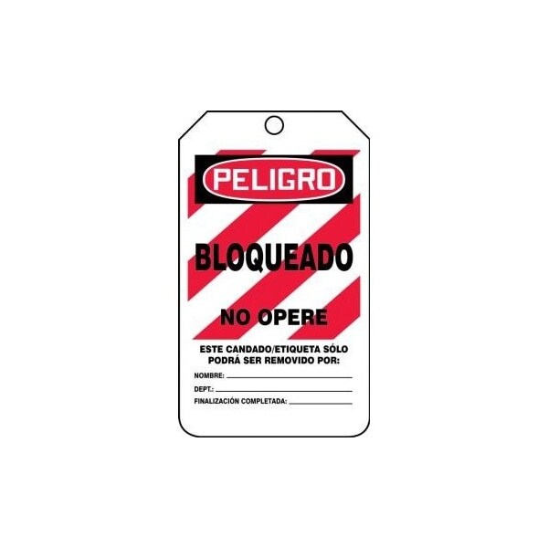 Accuform Spanish Safety Tags, DANGER LOCKED OUT DO NOT OPERATE, 5.75in x 3.25in, HS-Laminate, 25PK SHMLT407LTP - main